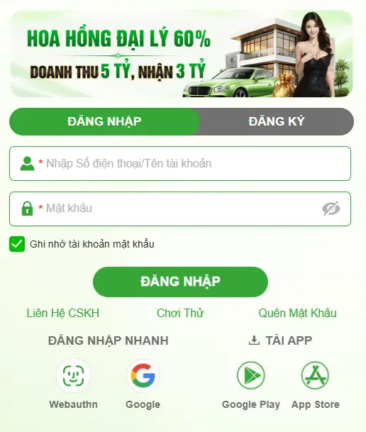 CM888 đăng nhập tài khoản